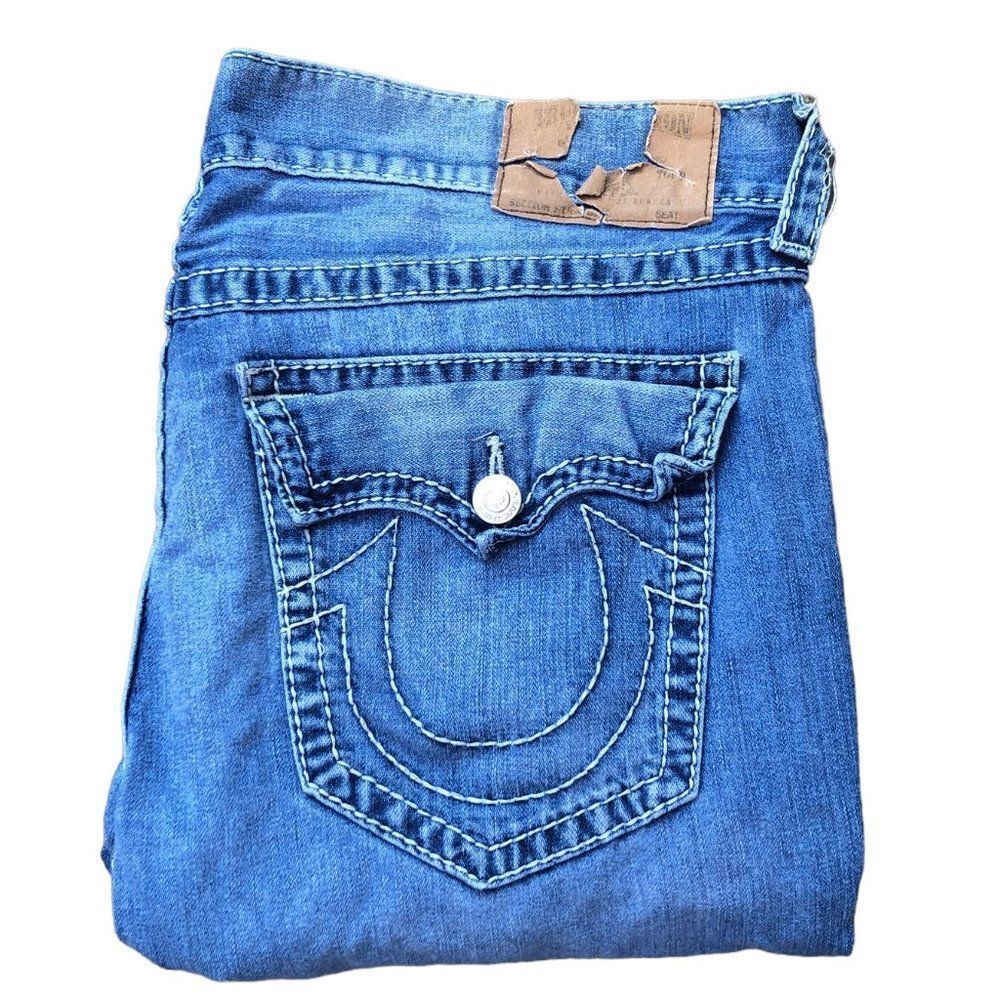 RARE True Religion Jeans Size 40 STRAIGHT FLAP T Blue
